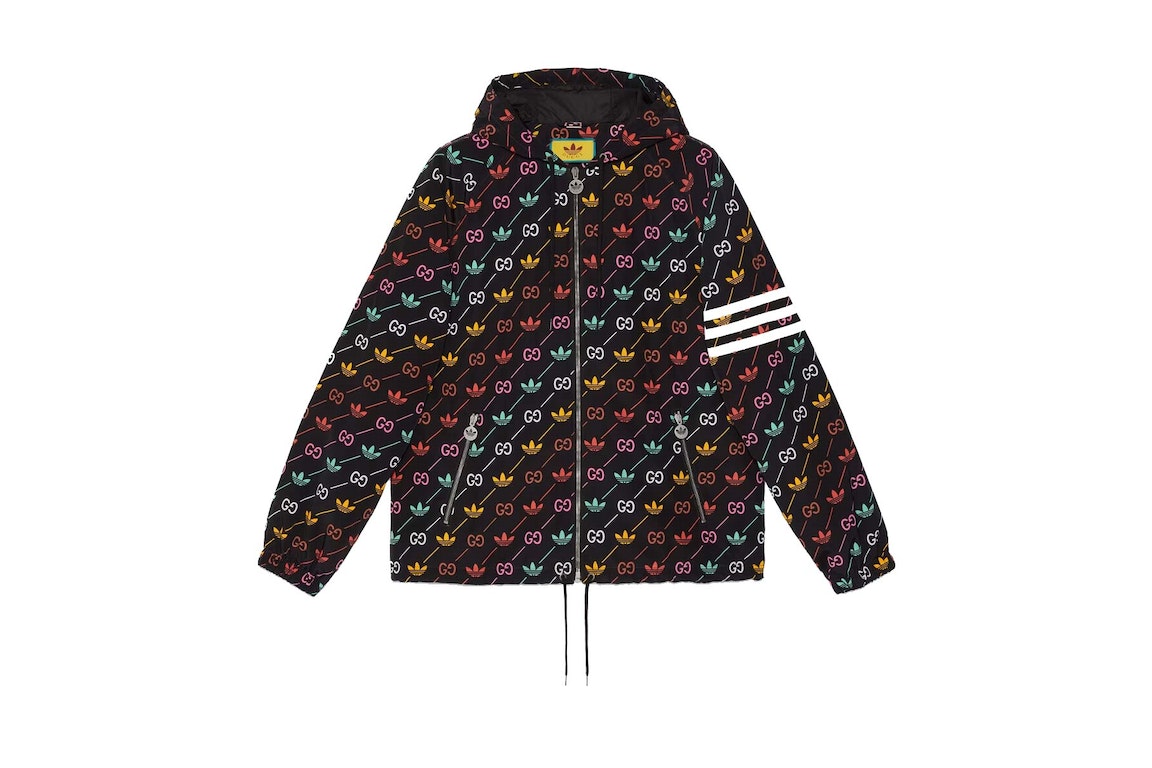 Pre-owned Gucci X Adidas Gg Trefoil Stripe Jacket Black Multicolor