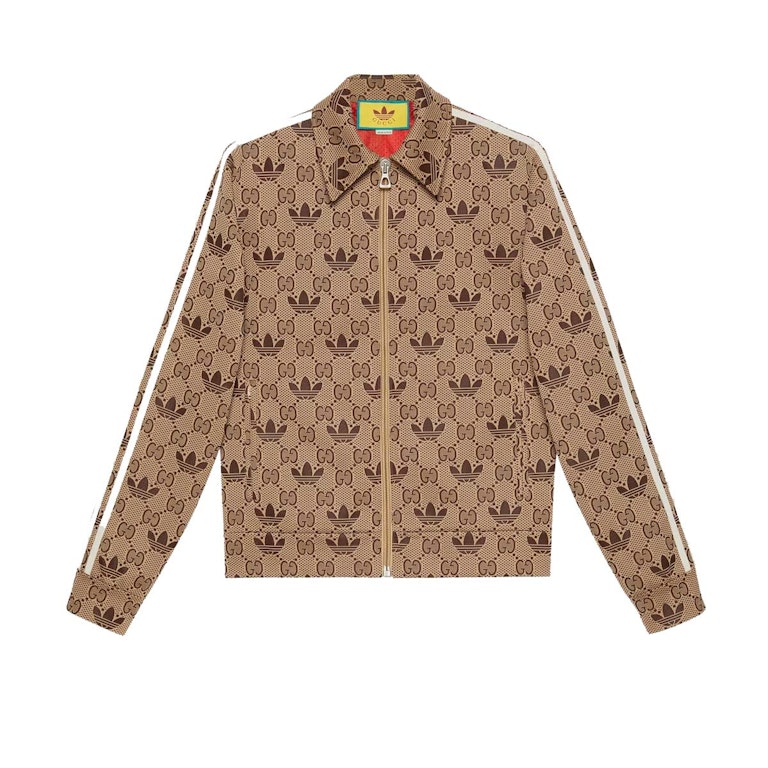 Pre-owned Gucci X Adidas Gg Trefoil Zip Jacket Beige/ebony