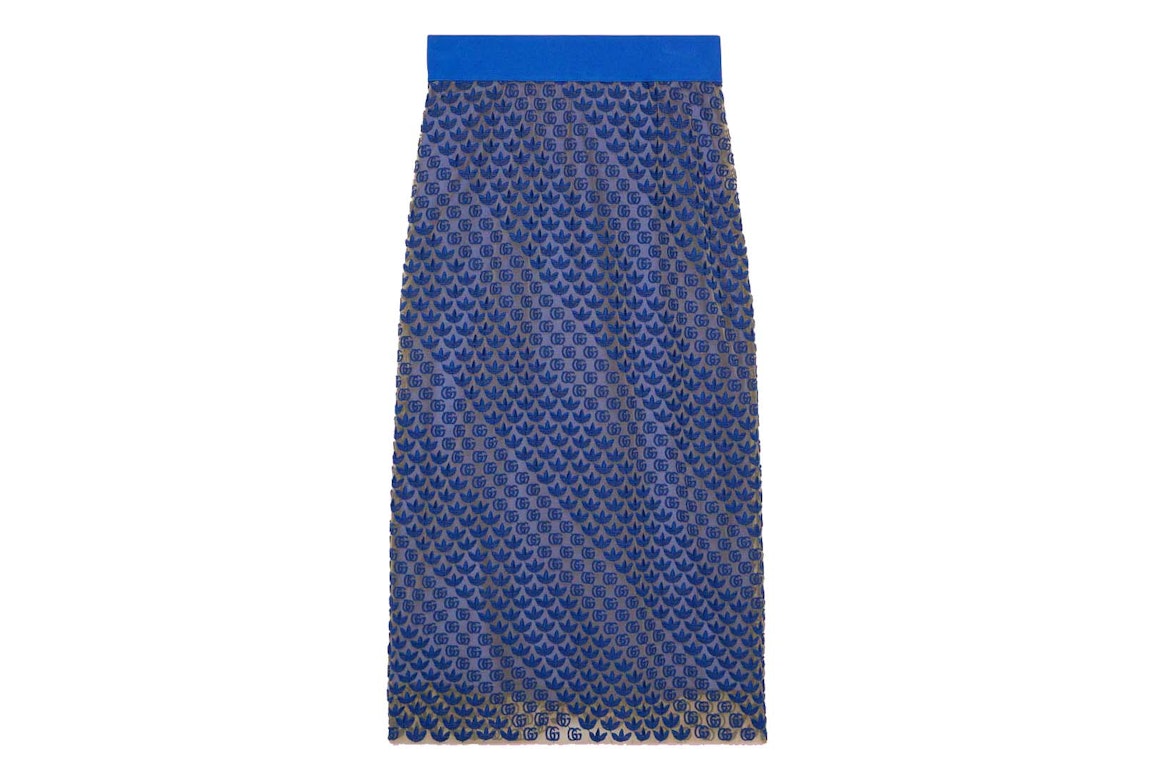 Pre-owned Gucci X Adidas Gg Tulle Skirt Blue