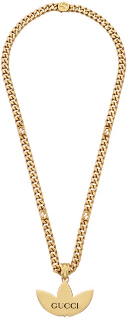 Gucci x adidas Gourmette Trefoil Pendant Yellow Gold-tone in Metal with Gold-tone - US