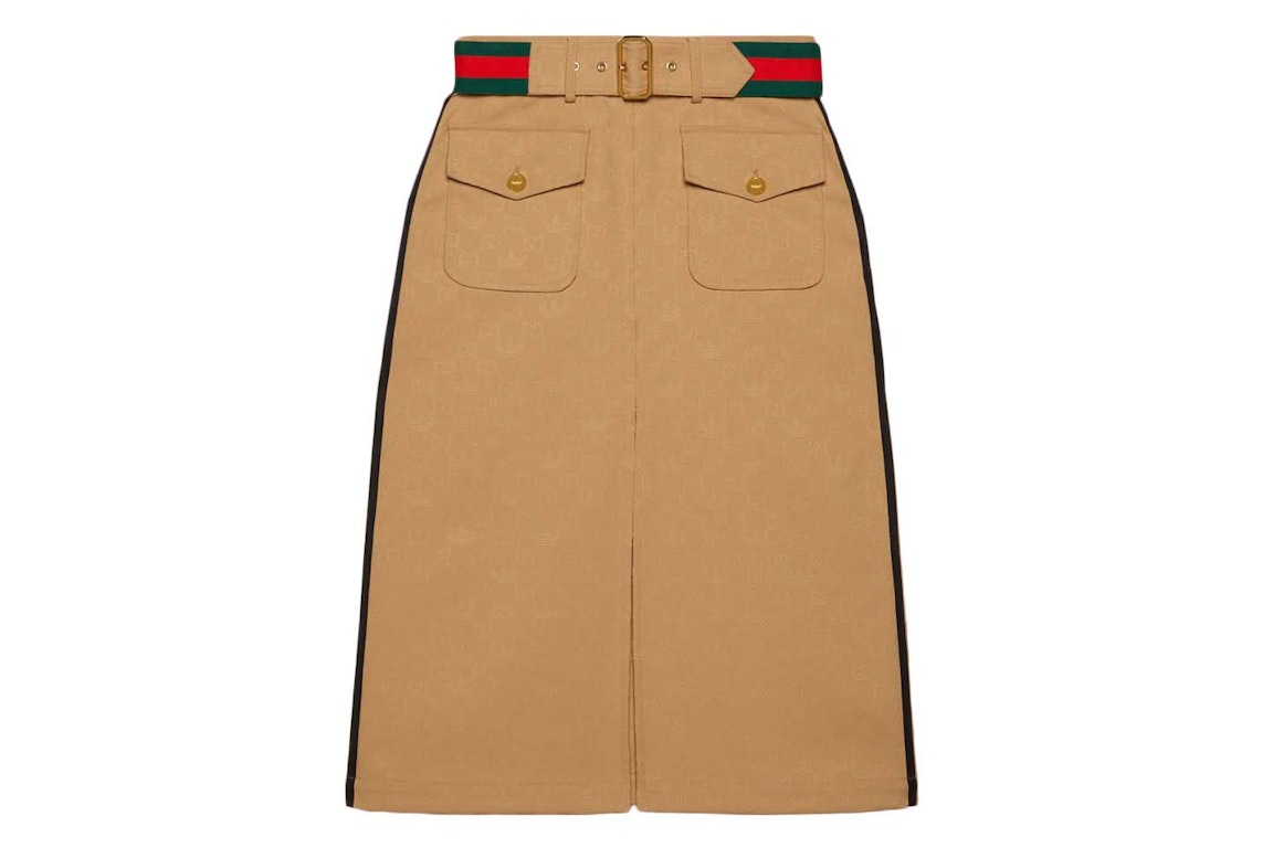 Pre-owned Gucci X Adidas Jacquard Skirt Beige