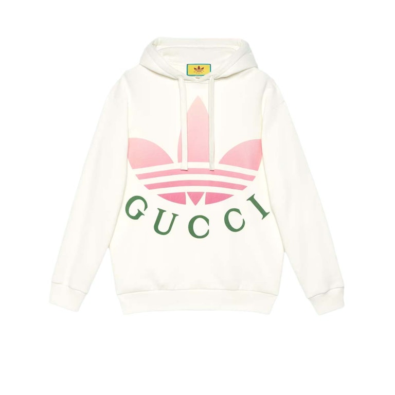 Pre-owned Gucci X Adidas Jersey Hooded Sweatshirt White