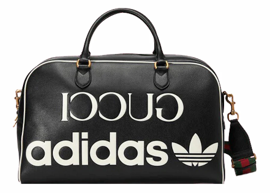 mantener lava Embajador Gucci x adidas Large Duffle Bag Black in Leather with Gold-tone - ES