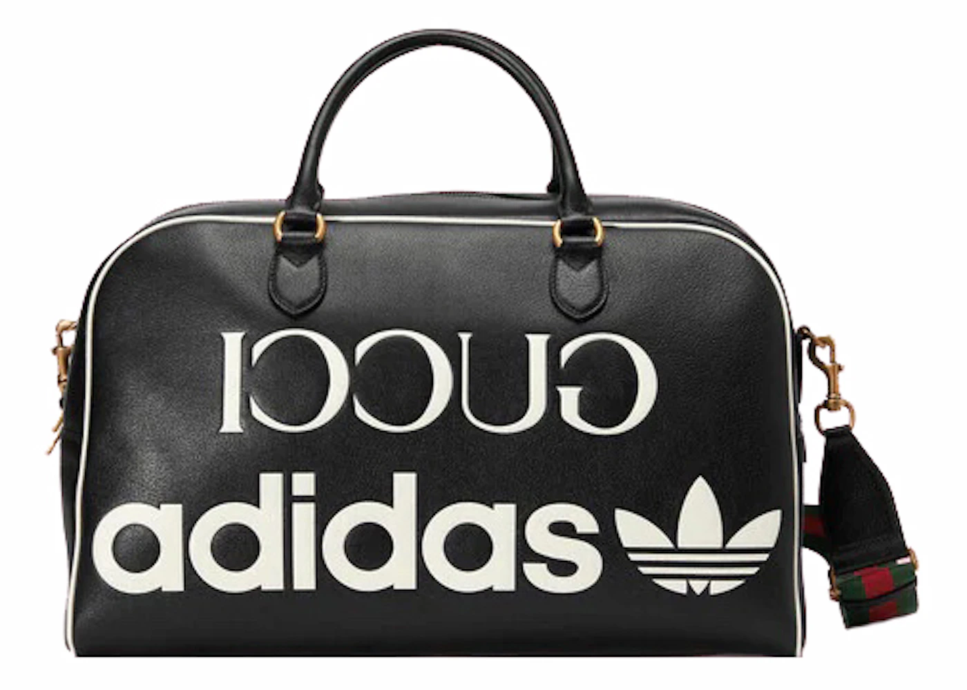 Gucci x adidas Large Leather Bag US in Gold-tone Black with Duffle 