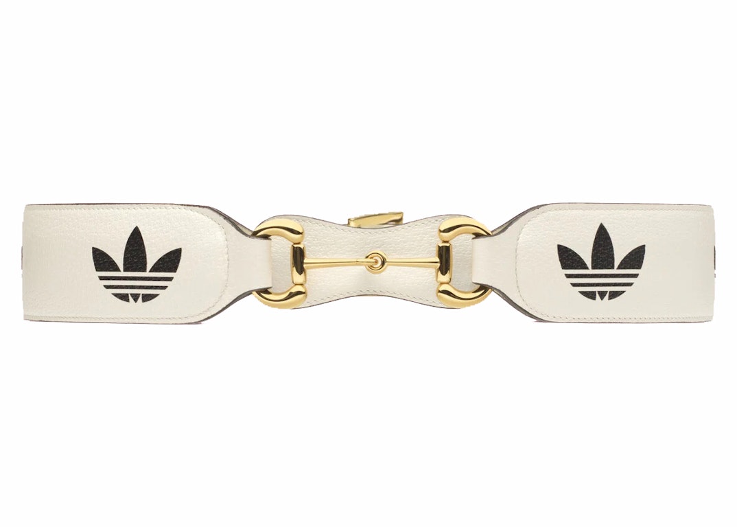 Pre-owned Gucci X Adidas Leather Horsebit Belt White