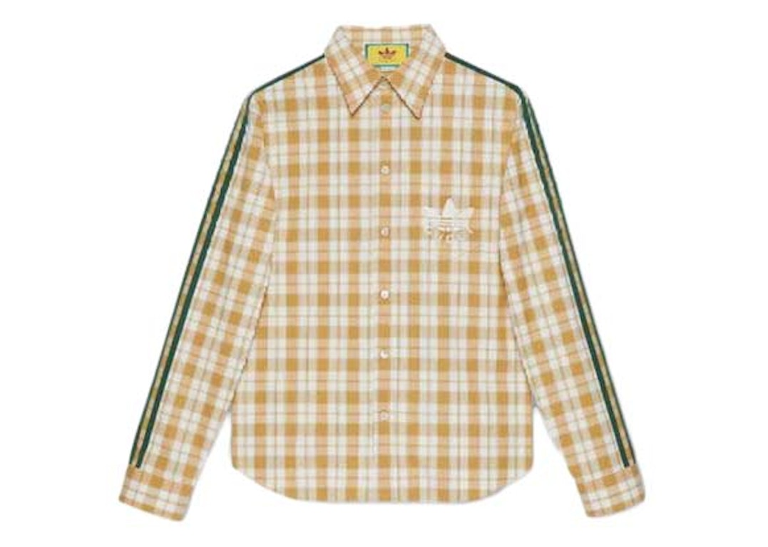 Pre-owned Gucci X Adidas Long Sleeves Plain Cotton Logo Shirt White/yellow/green