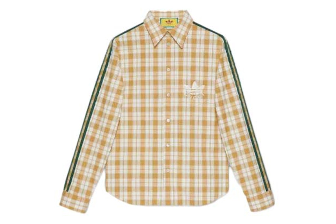 Pre-owned Gucci X Adidas Long Sleeves Plain Cotton Logo Shirt White/yellow/green
