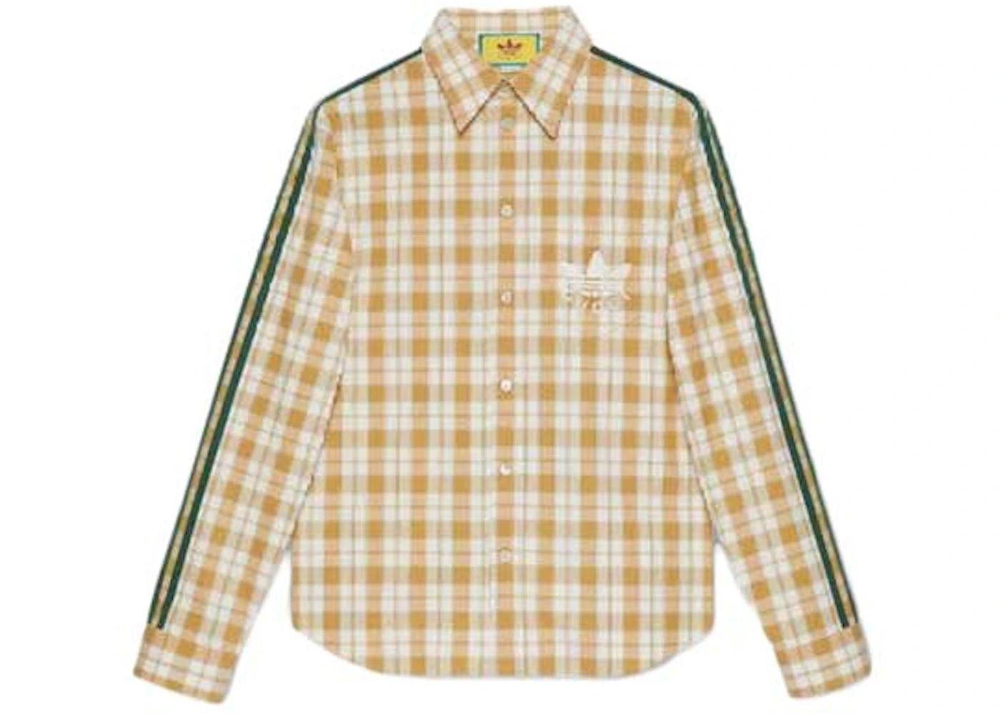 Gucci x adidas Long Sleeves Plain Cotton Logo Shirt White/Yellow/Green ...