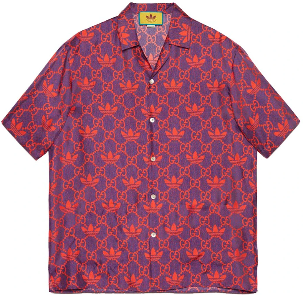 Gucci x adidas Macro GG Bowling Shirt Purple/Red Men's - SS22 - US