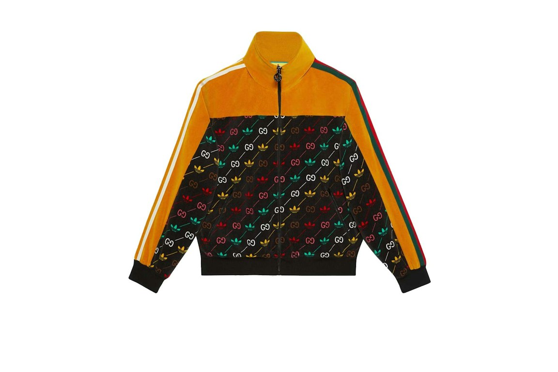 Pre-owned Gucci X Adidas Macro Gg Zip Jacket Black/yellow