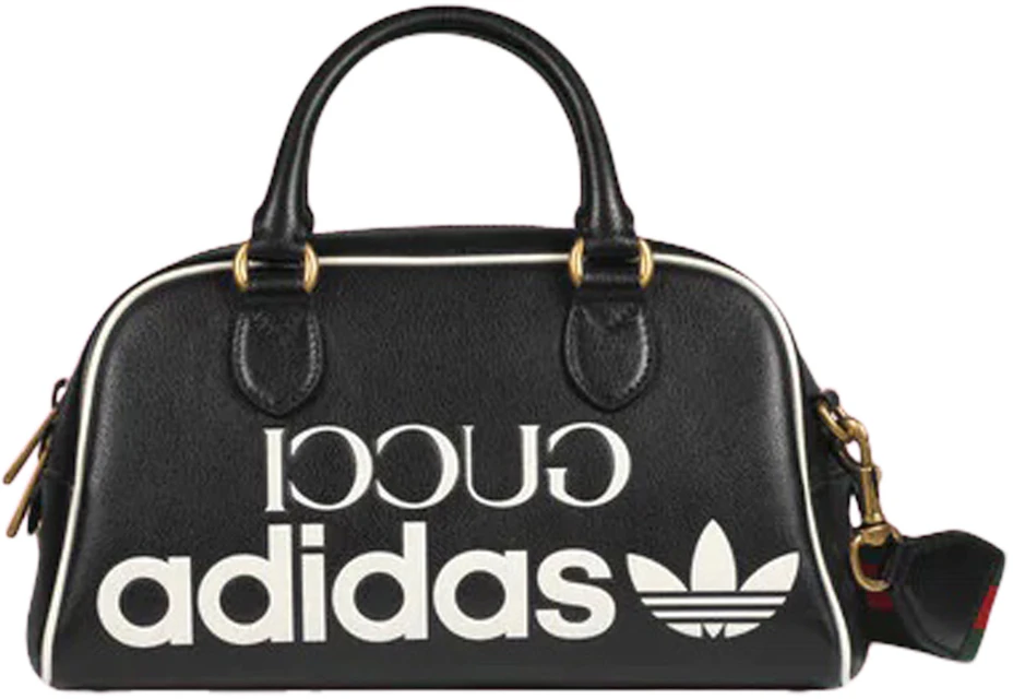 helling Kalmte hoofdstad Gucci x adidas Mini Duffle Bag Black in Leather with Gold-tone - US