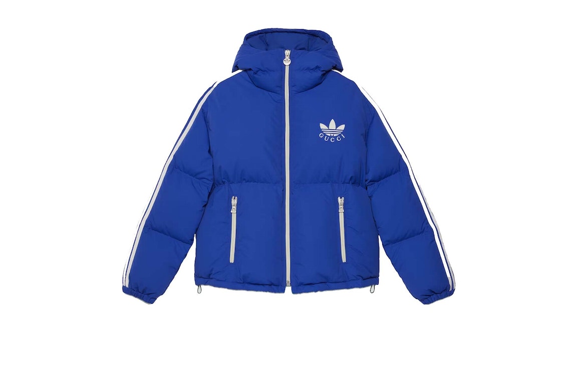 Pre-owned Gucci X Adidas Nylon Down Jacket Blue