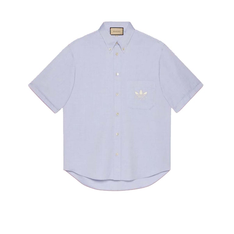 Pre-owned Gucci X Adidas Oxford Cotton Shirt (fw22) Light Blue
