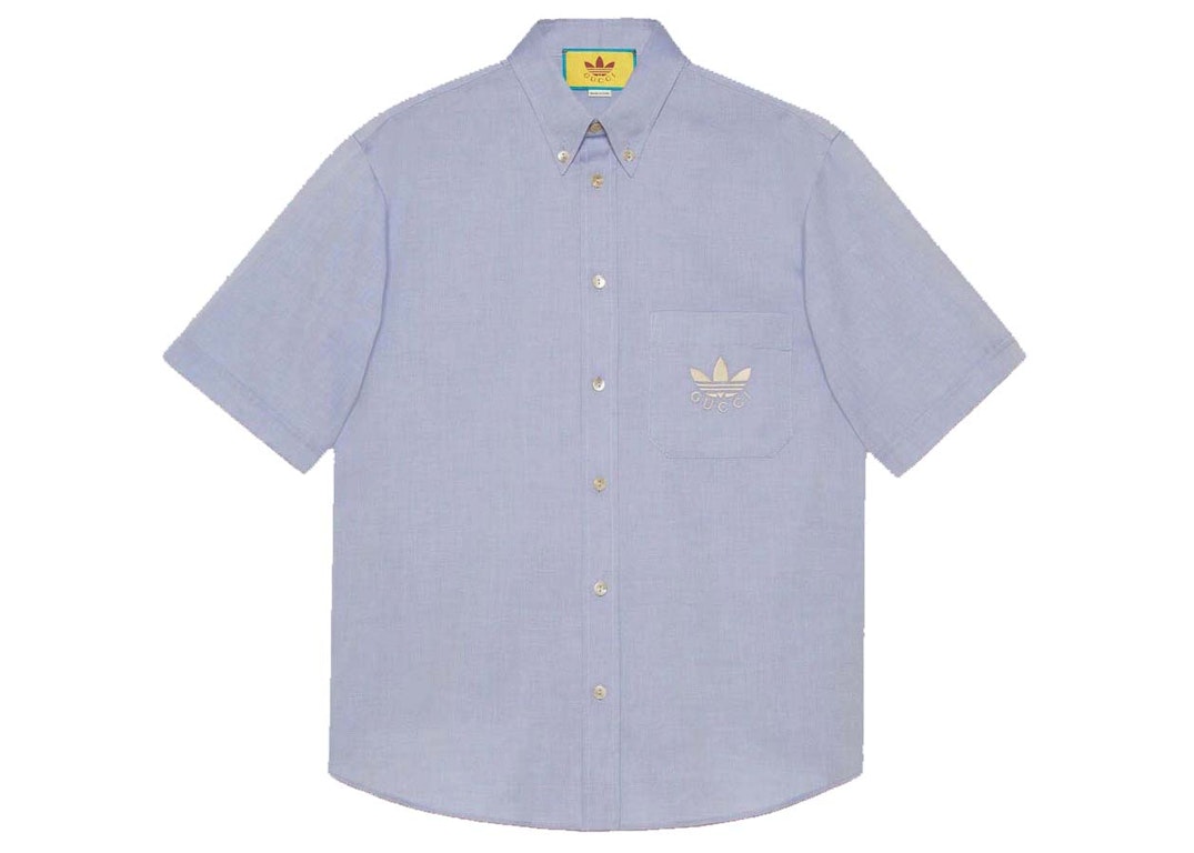 Pre-owned Gucci X Adidas Oxford Cotton Shirt Light Blue