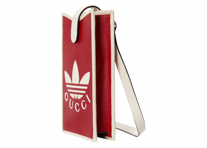 Gucci x adidas Phone Case Red White in Leather with Gold tone JP