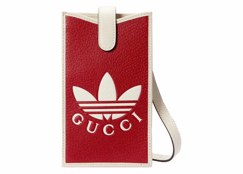 Gucci x adidas Phone Case Red White in Leather with Gold tone US