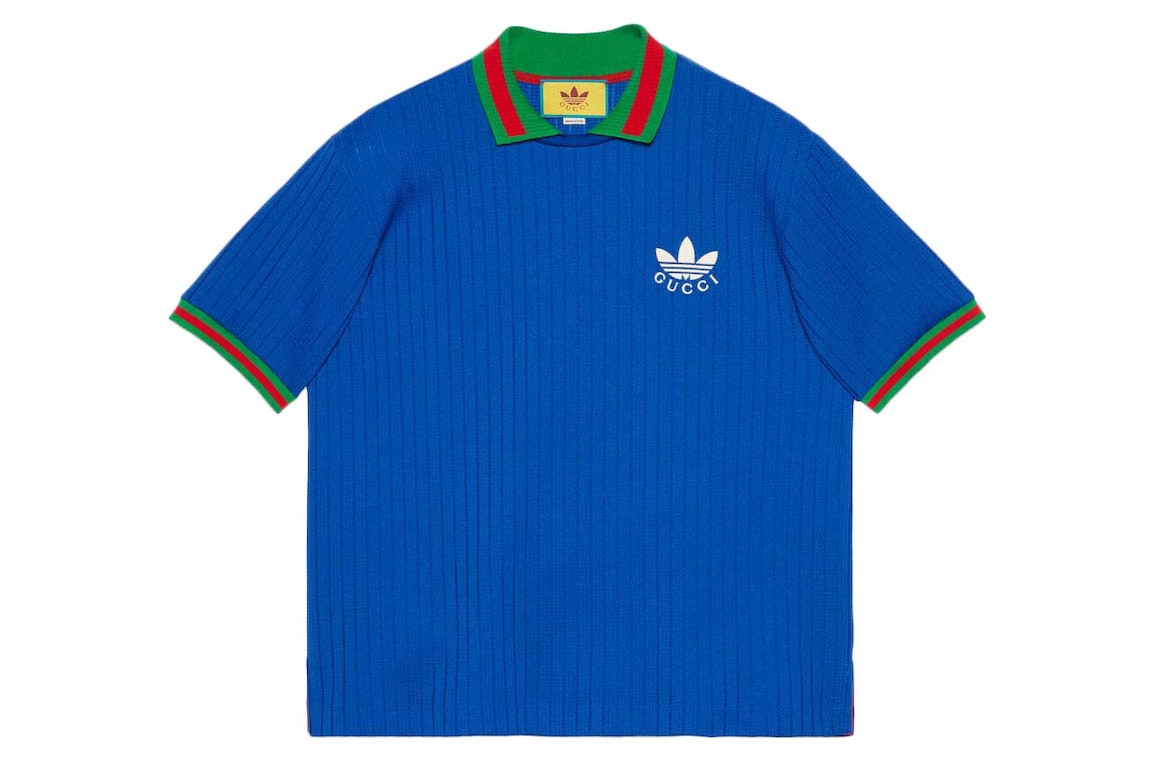 Pre-owned Gucci X Adidas Polyester Polo Shirt Cobalt Blue
