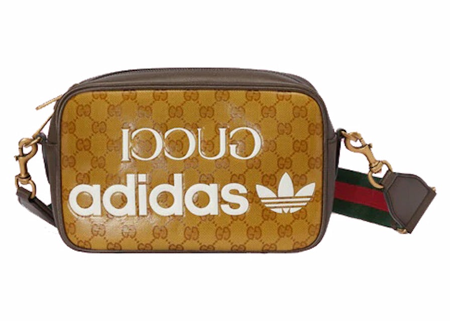 Gucci x adidas Small Shoulder Bag Beige/Brown in Leather with Gold