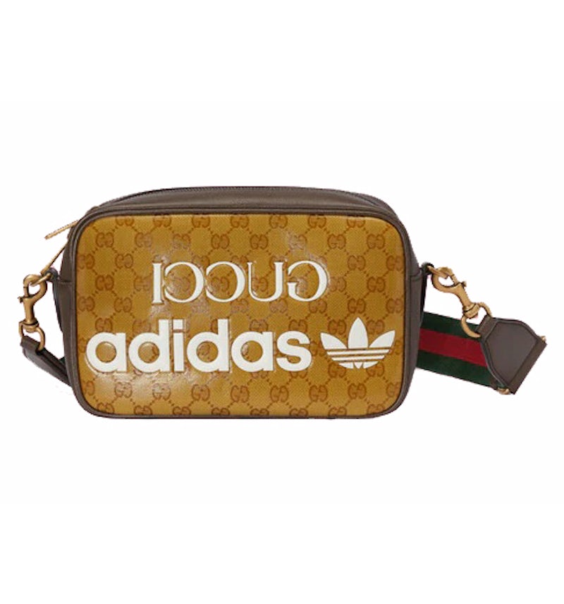 Gucci x adidas Small Shoulder Bag Beige/Brown in Leather with Gold