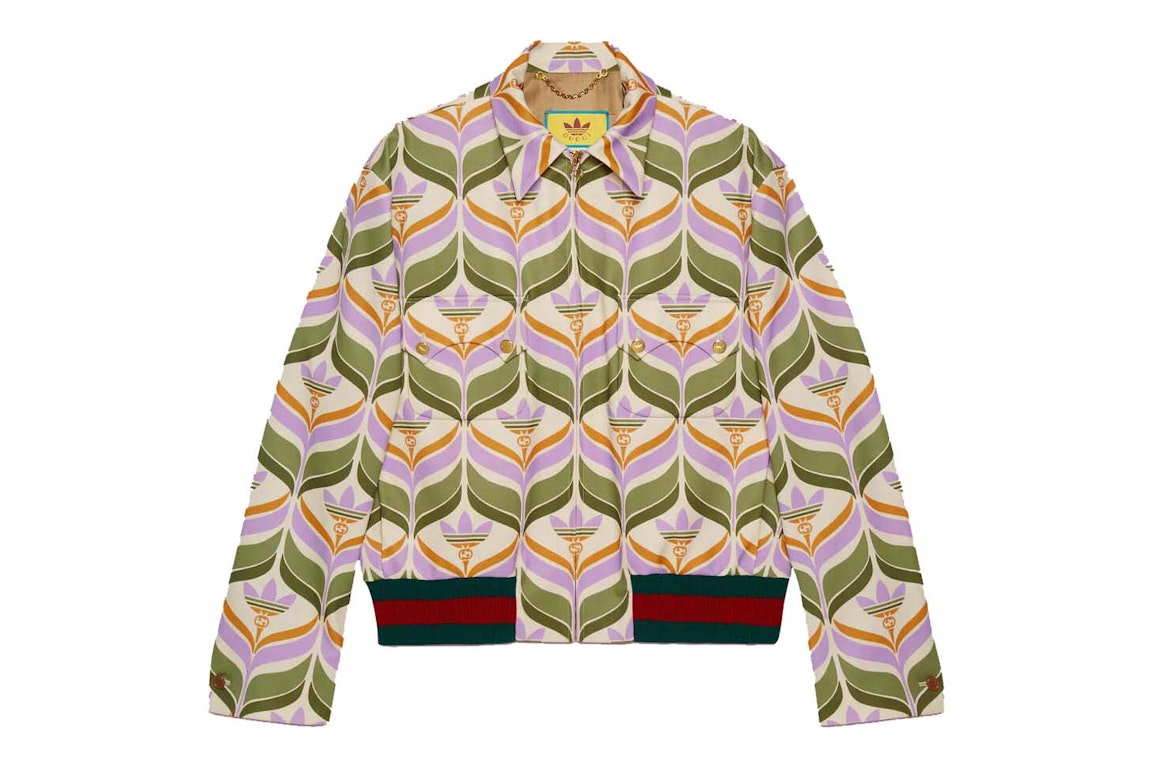 Pre-owned Gucci X Adidas Trefoil Print Jacket Green/ivory
