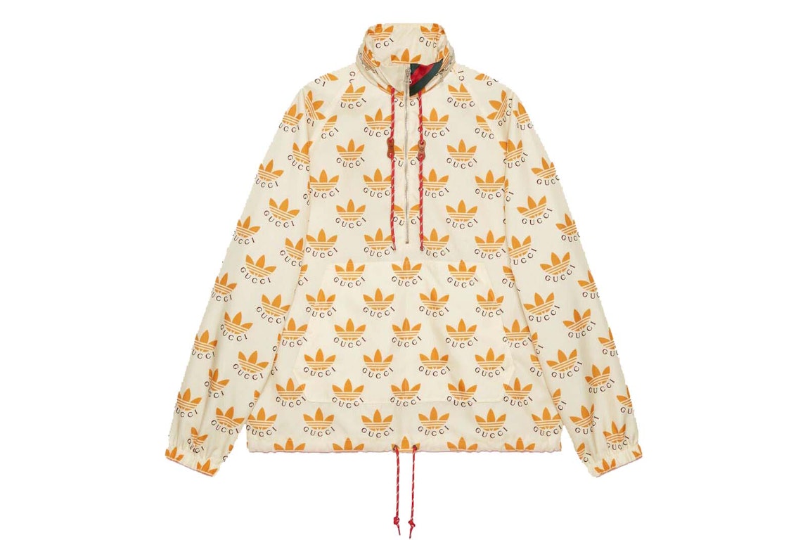 Pre-owned Gucci X Adidas Trefoil Print Jacket Ivory/brown