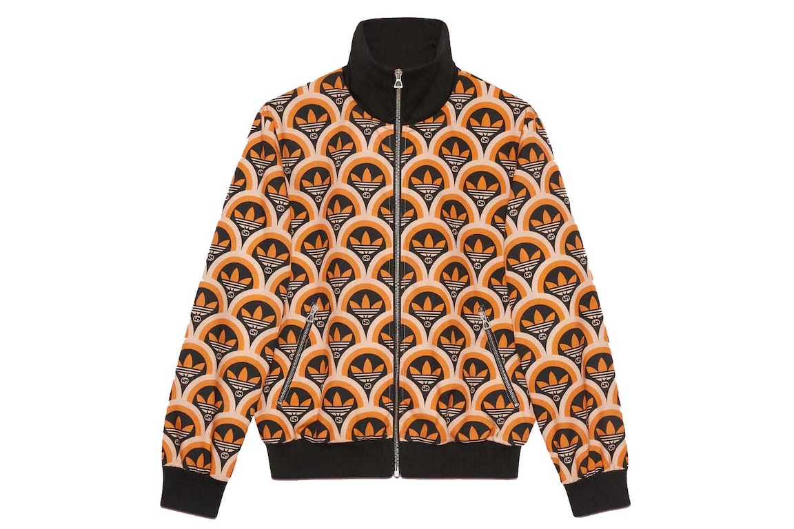Pre-owned Gucci X Adidas Trefoil Print Jacket Orange/black