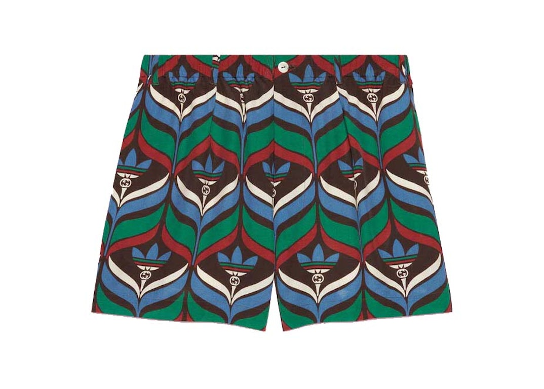 Pre-owned Gucci X Adidas Trefoil Print Shorts Brown/green