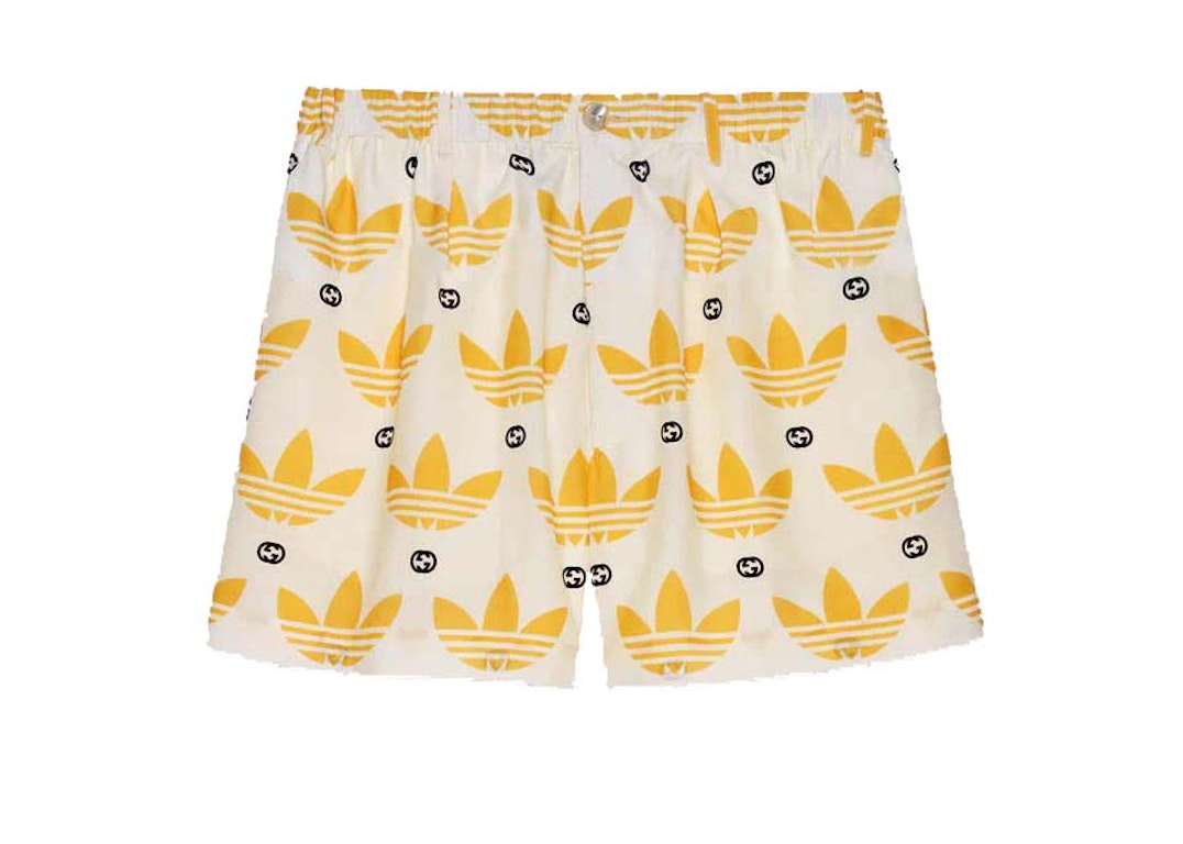 Pre-owned Gucci X Adidas Trefoil Print Shorts Ivory/black