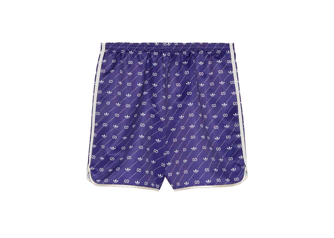 Pre-owned Gucci X Adidas Trefoil Print Shorts Ivory/blue