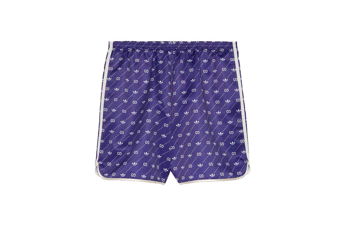 Pre-owned Gucci X Adidas Trefoil Print Shorts Ivory/blue