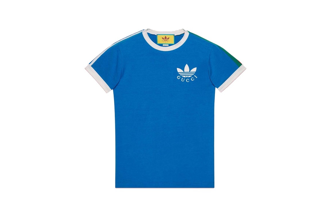 Pre-owned Gucci X Adidas Trefoil Print T-shirt Blue