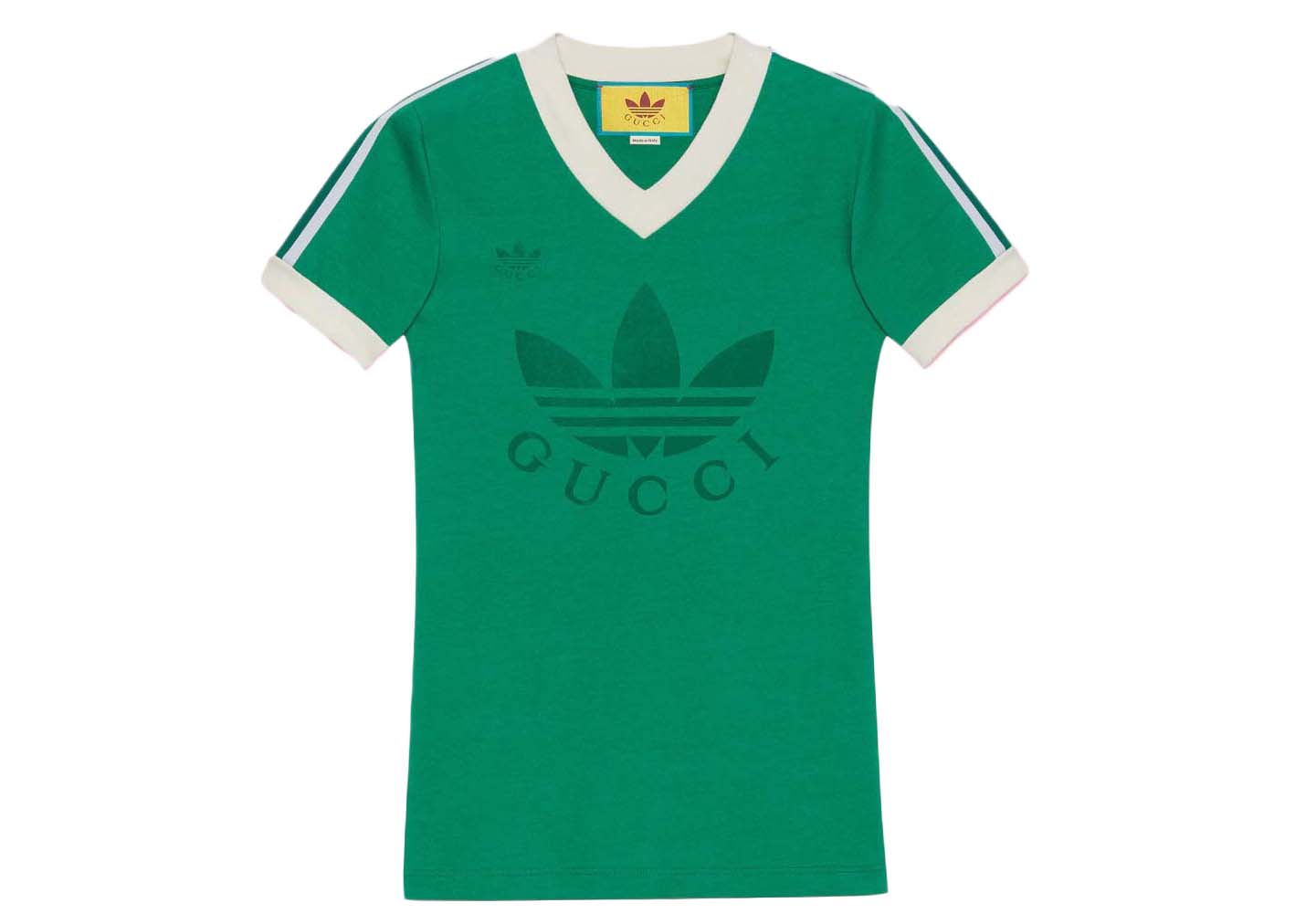 Gucci x adidas V-Neck T-Shirt Green - SS22 - GB