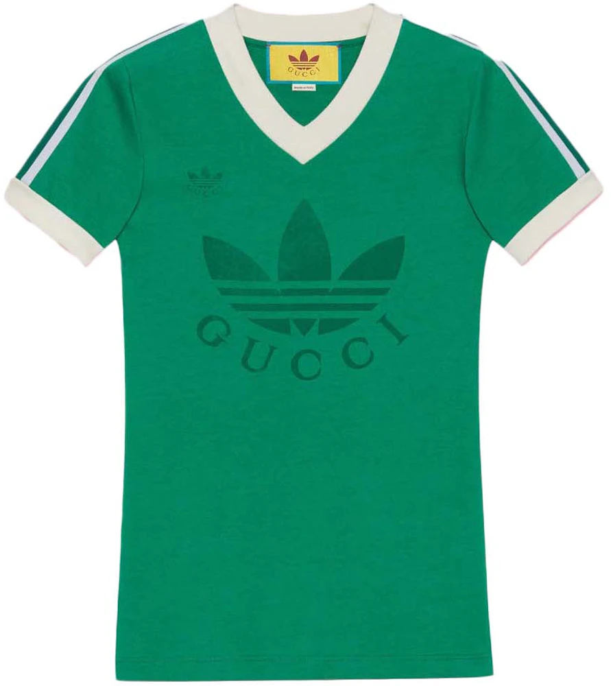 Gucci x adidas V-Neck T-Shirt Green - SS22 - US
