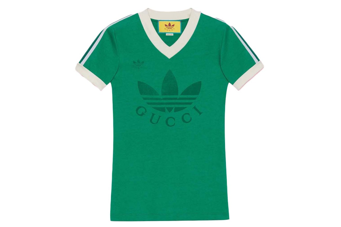 Pre-owned Gucci X Adidas V-neck T-shirt Green