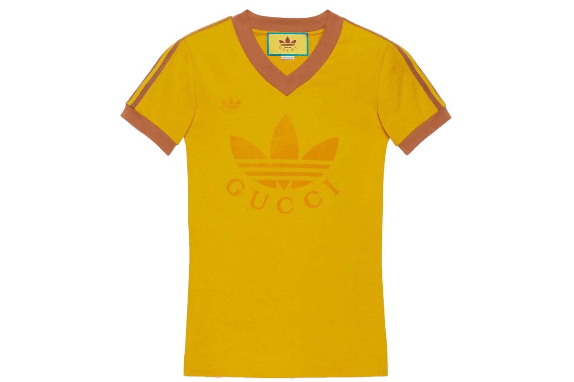 Pre-owned Gucci X Adidas V-neck T-shirt Yellow