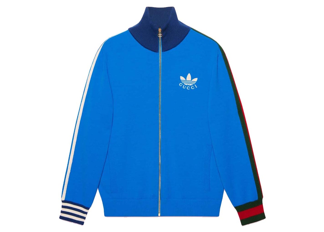 Pre-owned Gucci X Adidas Viscose Zip-up Jacket Blue