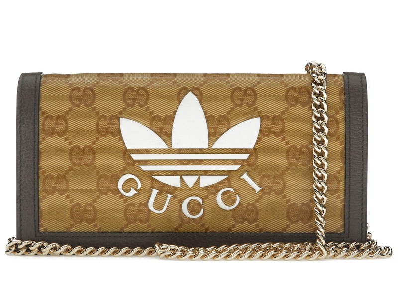 Gucci x adidas Wallet With Chain Beige/Brown in Coated