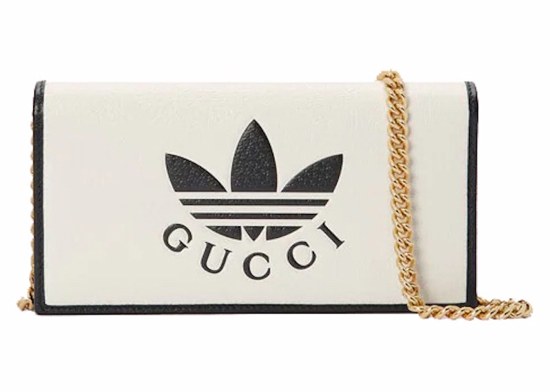 Gucci x adidas Wallet With Chain Off White in Coated Canvas