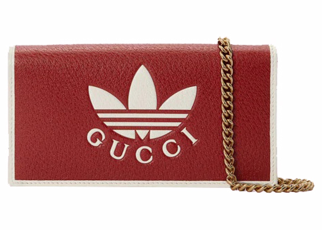 Pre-owned Gucci X Adidas Wallet With Chain Red