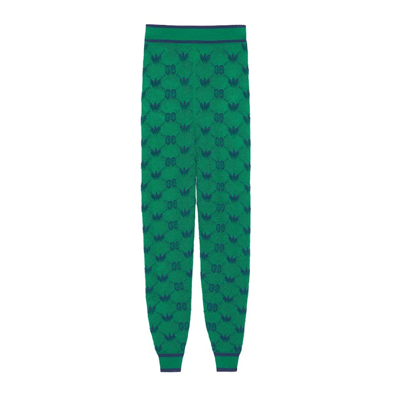 Pre-owned Gucci X Adidas Wool Jacquard Joggers Green/blue