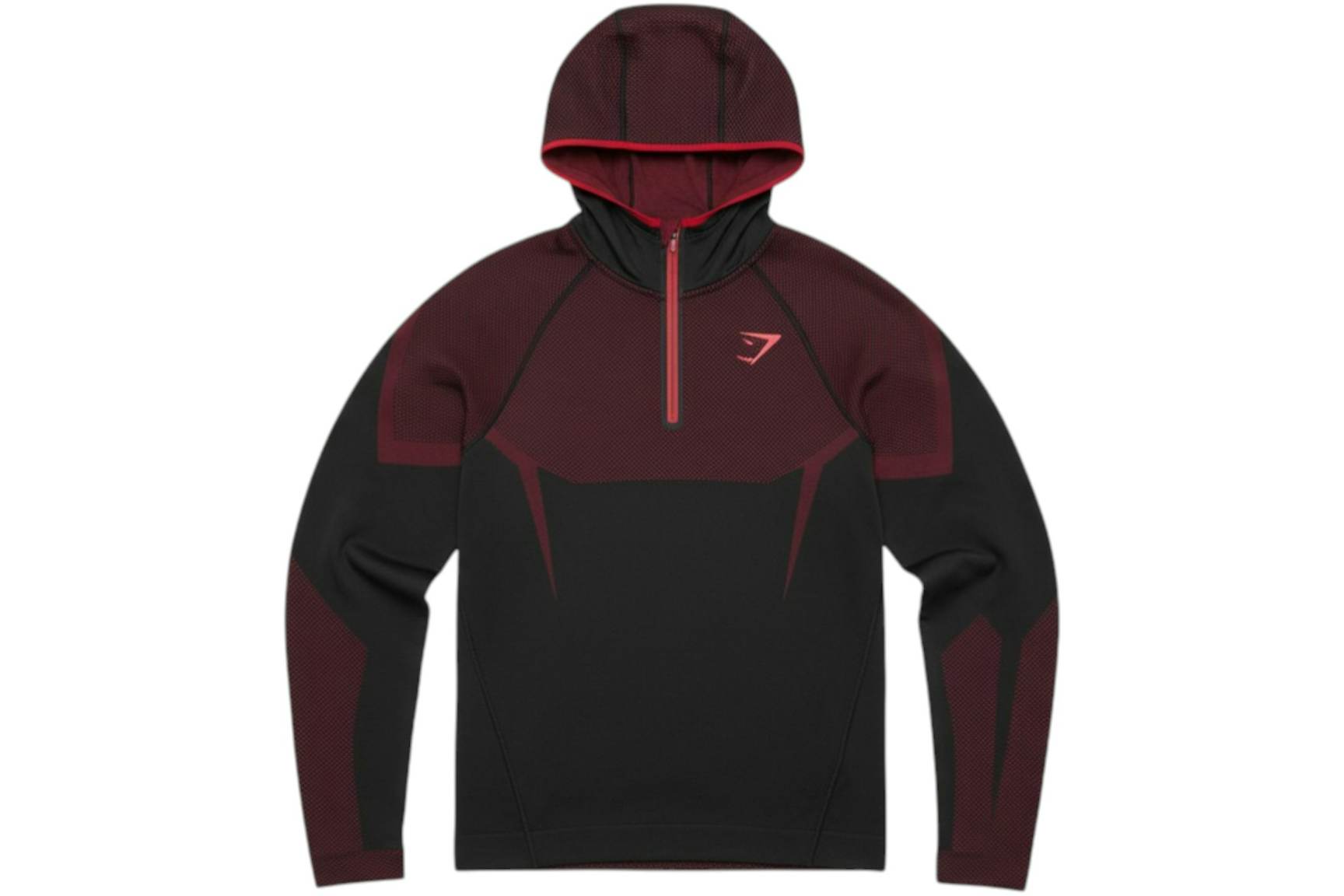 Gymshark Onyx 5.0 Seamless Hoodie Black/Carmine Red