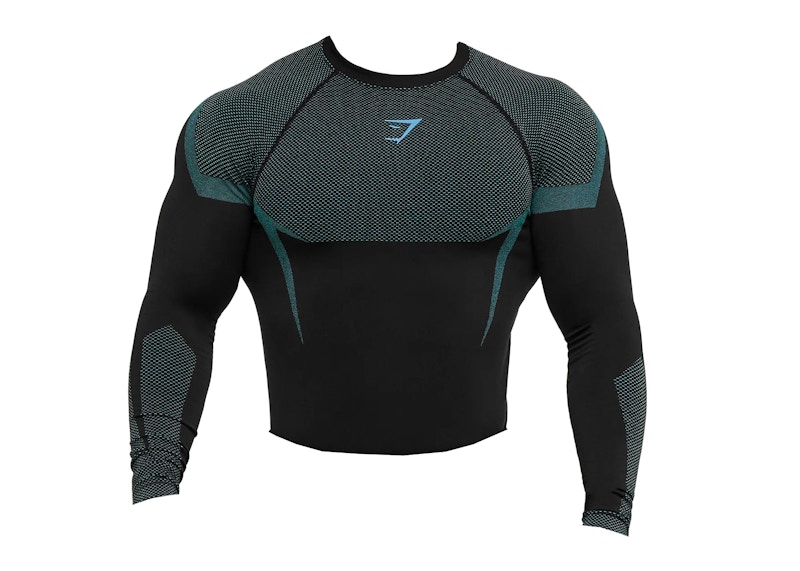 Gymshark Onyx 5.0 Seamless L/S Muscle Fit T-shirt Black/Brand Blue