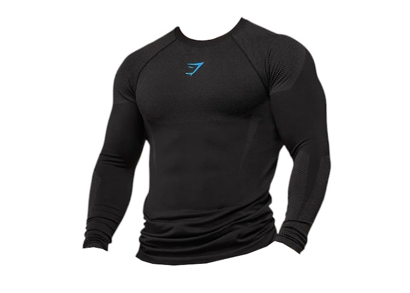 Pre-owned Gymshark Men's Onyx 5.0 Seamless Long Sleeve T-shirt In Black/onyx Grey