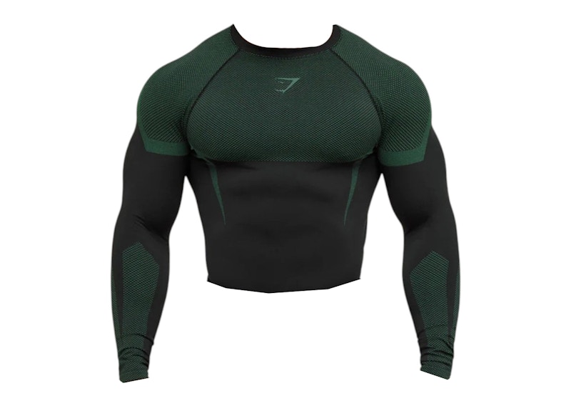 Gymshark Onyx 5.0 Seamless Longsleeve T-shirt Black/Lift Green