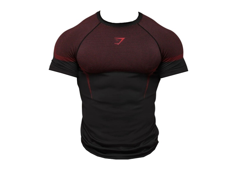 Pre-owned Gymshark Men's  Onyx 5.0 Seamless T-shirt In Black/carmine Red