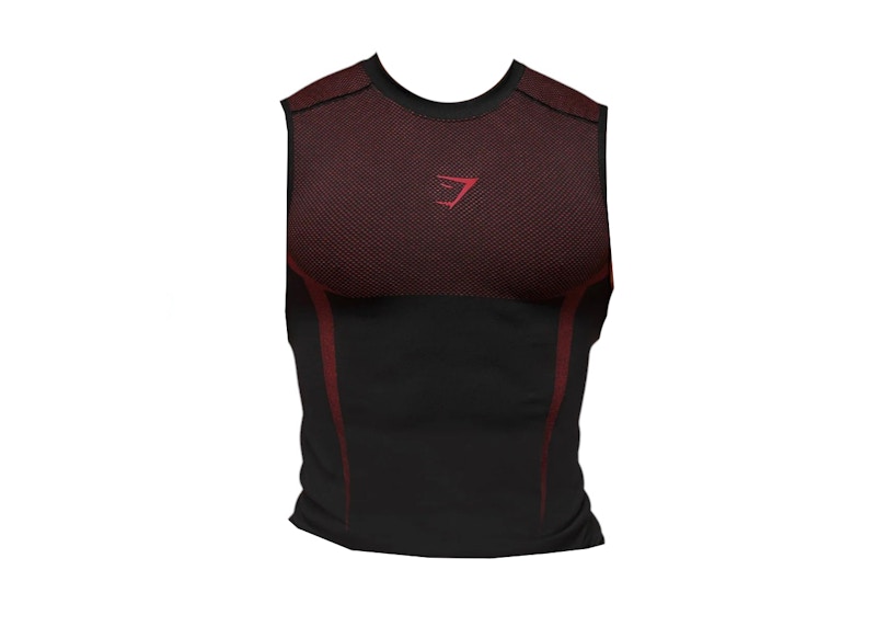 Pre-owned Gymshark Men's Onyx 5.0 Tank In Black/carmine Red