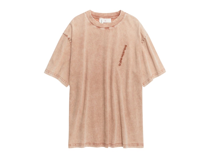 Pre-owned H&m Women's  X Glenn Martens Motif T-shirt In Peach Pink