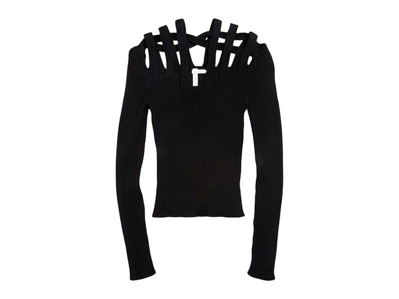 Pre-owned H&m Women's  X Glenn Martens Ribknit Cutout Top In Black