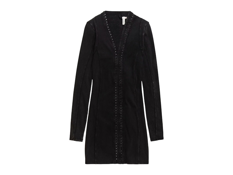 Pre-owned H&m Women's X Glenn Martens Ribbed Mini Dress In Black