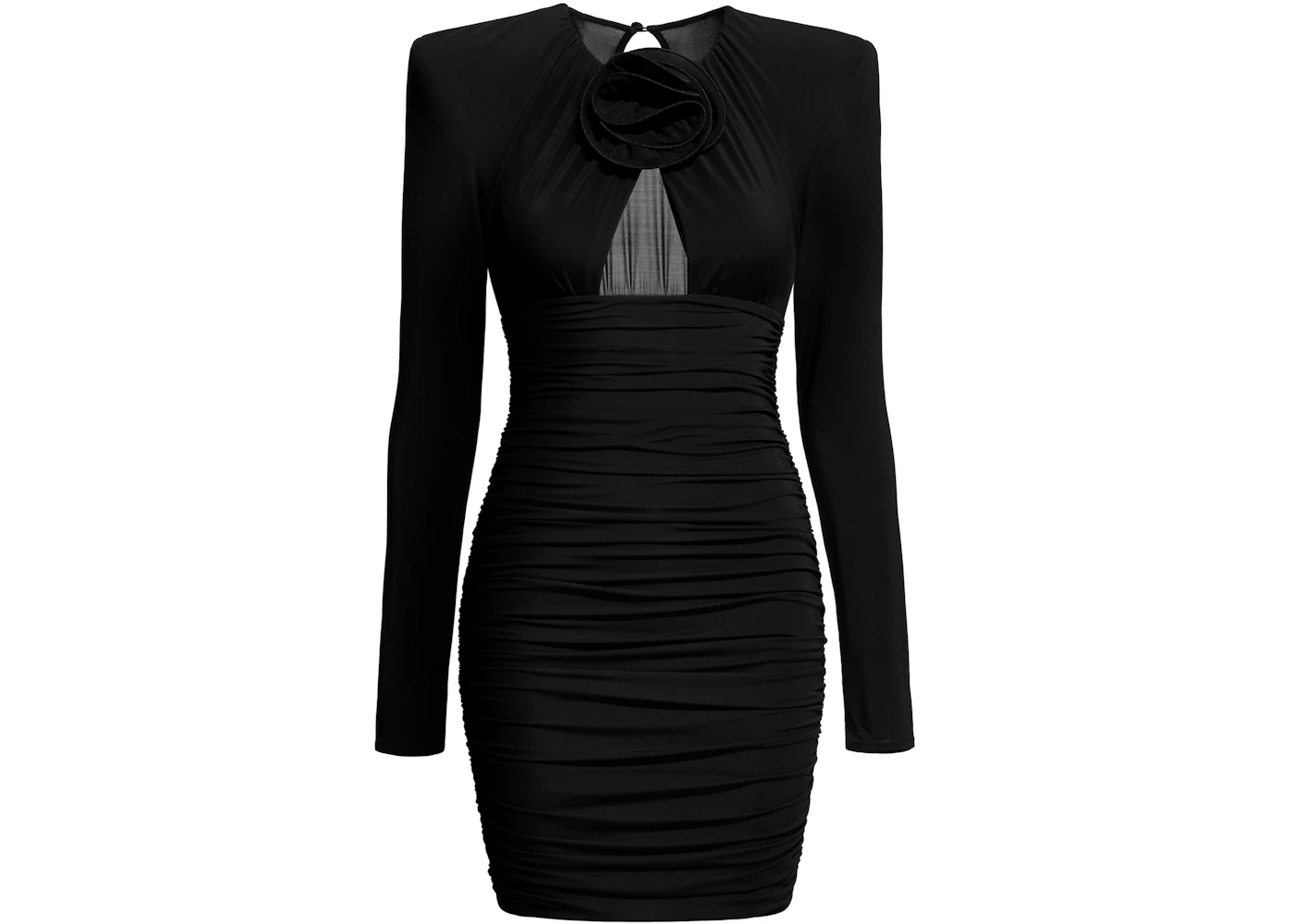H&M x Magda Butrym Rose-Appliqued Dress with Shoulder Pads Black - SS25 - US H&M x Magda Butrym Rose-Appliqued Dress with Shoulder Pads Black - SS25 - US